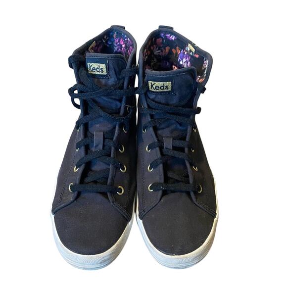 Keds black High-Top Sneakers with Floral Lining size 10 canvas skater comfort - Picture 1 of 9